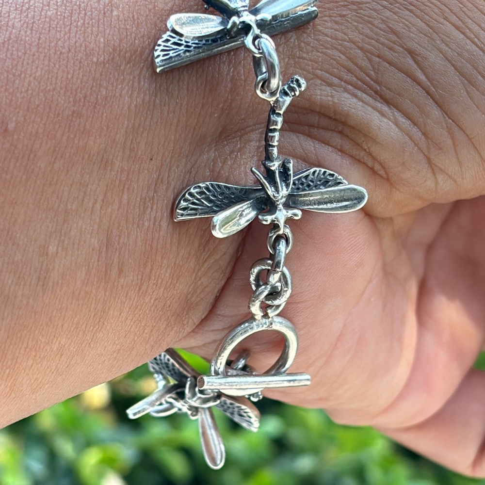 Rare Vintage Sterling Silver Dragonfly Bracelet